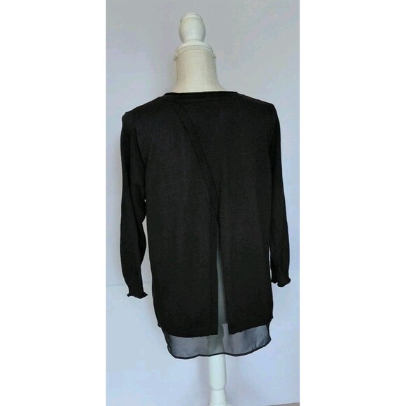 NWT Roz & Ali Black Pullover Sweater w/Sheer Under Layer and Back Split Size XL - Picture 5 of 8